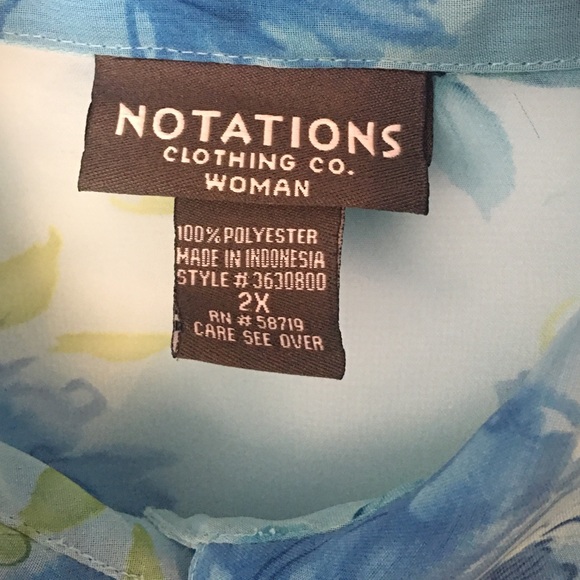 Notations Blue Butterfly Sheer Long Sleeve Top - Picture 4 of 4